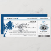 Blue Greece Boarding Pass Save the Date (Voorkant / Achterkant)