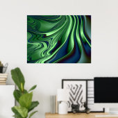 Blue Green 4 Fractal Abstracte Art Poster (Thuiskantoor)