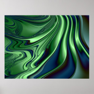 Blue Green 4 Fractal Abstracte Art Poster