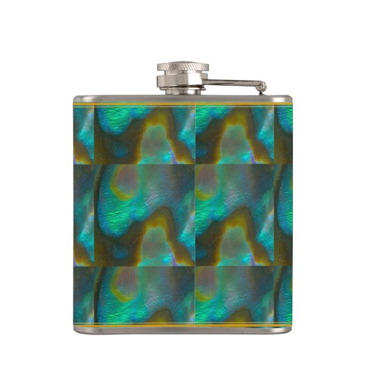 Blue Green Abalone Shell Heupfles (Achterkant)