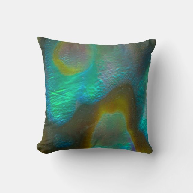 Blue Green Abalone Shell Kussen (Voorkant)