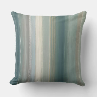 Blue Green Abstract Coastal Stripe Kussen