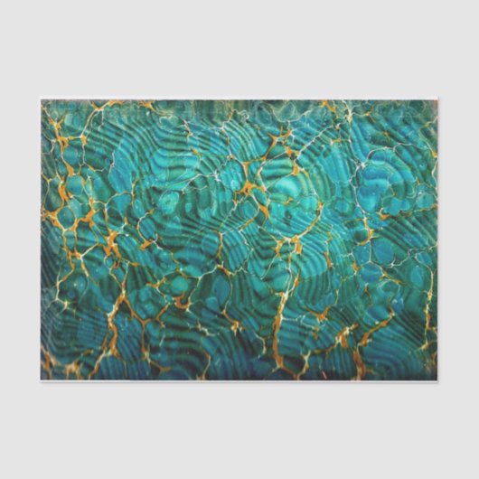 Blue Green Abstract marmer-document Tissuepapier (Voorkant)