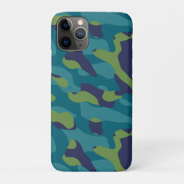 Blue Green and Teal Camo Abstract iPhone 11 Pro Hoesje