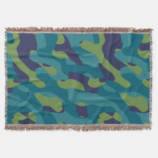 Blue Green and Teal Camo Abstract Deken (Voorkant)
