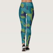 Blue Green and Teal Camo Abstract Leggings (Achterkant)