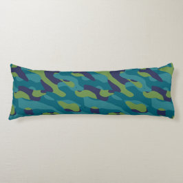 Blue Green and Teal Camo Abstract Lichaamskussen