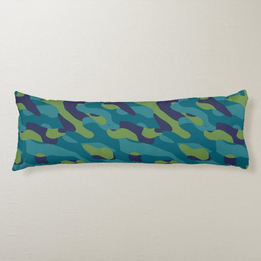 Blue Green and Teal Camo Abstract Lichaamskussen (Voorkant)