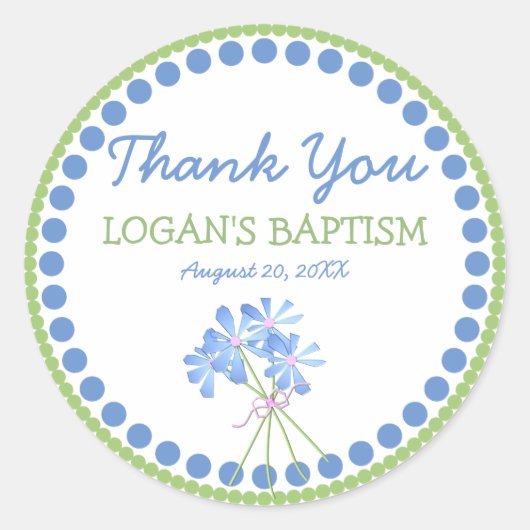 Blue, Green and White Personalized Baptism Sticker (Voorkant)