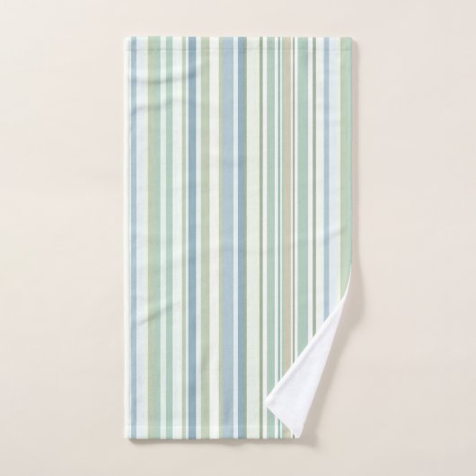 Blue Green and white stripes Bad Handdoek (Handdoek)