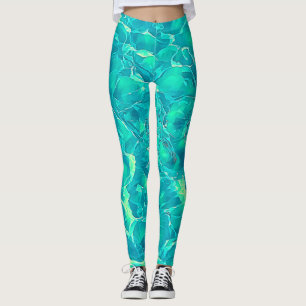 Blue Green Aqua Stylish Pattern Leggings