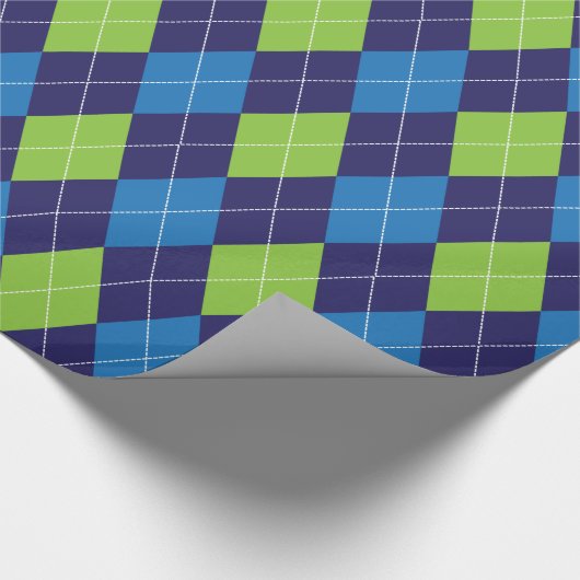Blue Green Argyle Pattern Cadeaupapier (Hoek)