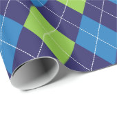 Blue Green Argyle Pattern Cadeaupapier (Rol Hoek)