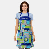 Blue Green Art Deco-Glas in lood Schort (Gedragen)