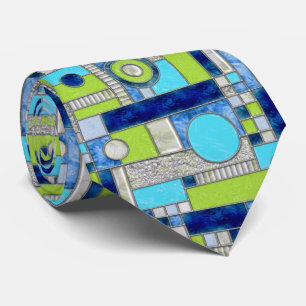 Blue Green Art Deco-Glas in lood Stropdas