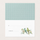Blue Green Birds Floral Aquarelle Mariage (Outside Unfolded)