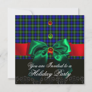 BLUE GREEN BOWS , COTTISH TARTAN CHRISTMAS PARTIJ KAART