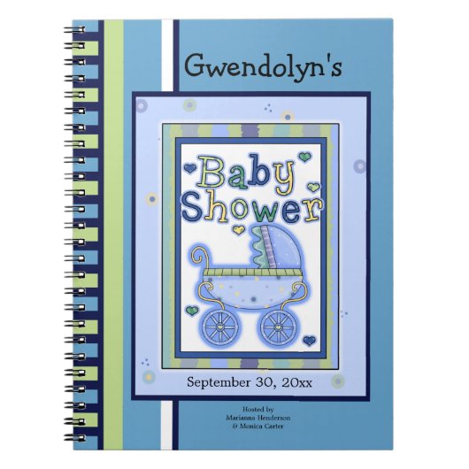 Blue Green Buggy-Baby shower notebook Notitieboek (Voorkant)