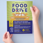 Blue Green Canned Food Drive Fundraiser Flyer (Hand)