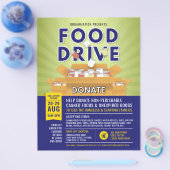 Blue Green Canned Food Drive Fundraiser Flyer (Enkel)