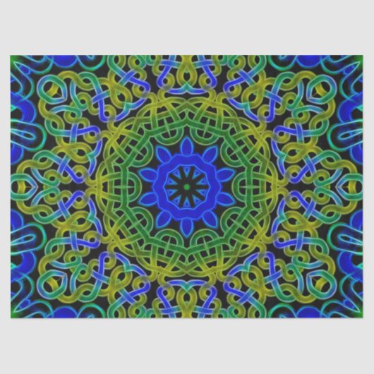 Blue Green Celtic Kaleidoscoop Tissuepapier (Voorkant)