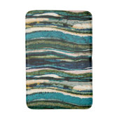 Blue Green Cream Abstracte Agaat Stripe Badmat (Voorkant Verticaal)
