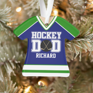 Blue/Green Custom Hockey Papa Jersey