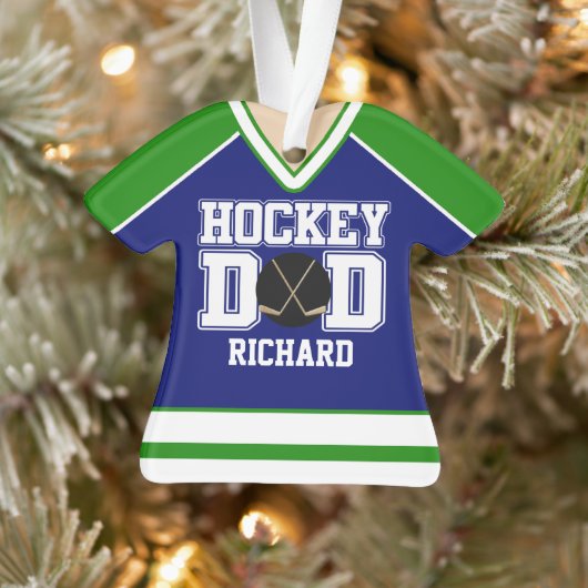 Blue/Green Custom Hockey Papa Jersey (Arbre)
