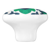 Blue Green Damask Ornamental Cabinet Keramische Knop (Zijkant)