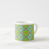 Blue Green Diamond Geometrical Pattern Espresso Kop (Voorkant rechts)