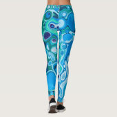 Blue Green Digital Marble Fluid Art Leggings (Achterkant)