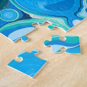 Blue Green Digital Marble Fluid Art Legpuzzel (Zijkant)
