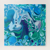 Blue Green Digital Marble Fluid Art Legpuzzel (Horizontaal)