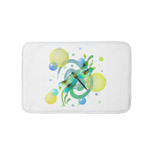 Blue Green Dragonfly Bath Mat