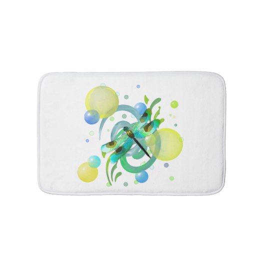 Blue Green Dragonfly Bath Mat (Voorkant)