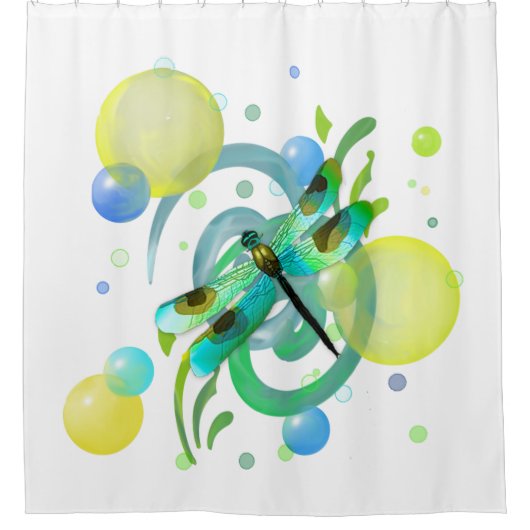 Blue Green Dragonfly Shower Curtain Douchegordijn (Voorkant)