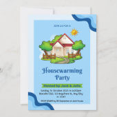 Blue Green Elegant House Party Invitation (Devant)