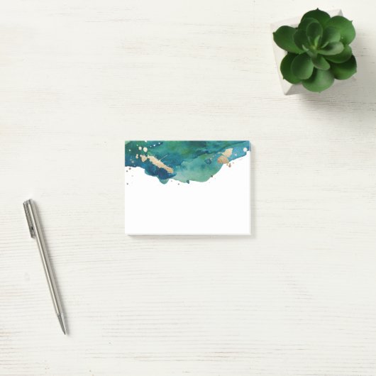 Blue Green en Gold Splatter Post it Post-it® Notes (Kantoor)