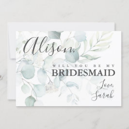 Blue Green Eucalyptus Bridesmaid proposal Kaart