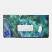 Blue Green Fire Fumée et Flames Art Desk Mat Pad (Clavier et souris)