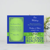 Blue, Green Floral Hearts Programme de mariage (Debout devant)