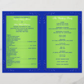Blue, Green Floral Hearts Programme de mariage (Dos)