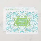 Blue Green Floral Memory Kaart voor de bruid (Voorkant / Achterkant)