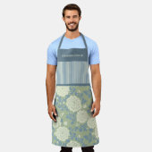 Blue Green Floral Personalized Block Print Stripe Schort (Gedragen)