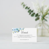 Blue Green Floral QR Code Weddenschap Details Informatiekaartje (Staand voorkant)