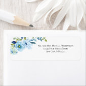 Blue Green Floral Wedding Return Label (Insitu)