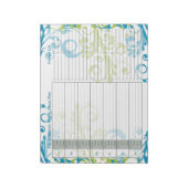 Blue Green Floral Weekly Personalized Menu Plan Notitieblok (Gedraaid)