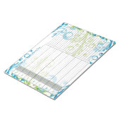 Blue Green Floral Weekly Personalized Menu Plan Notitieblok (Schuin)
