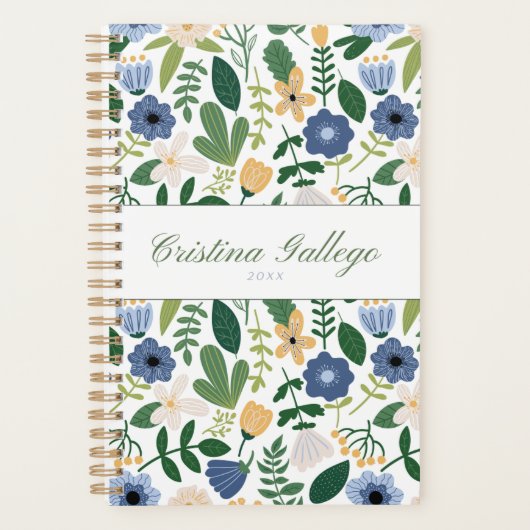 Blue & Green Flower Planner (Voorkant)