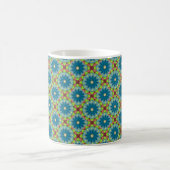 Blue Green Flowered Pattern Koffiemok (Center)